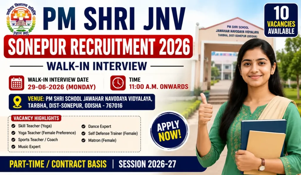 PM SHRI JNV Sonepur Recruitment 2026