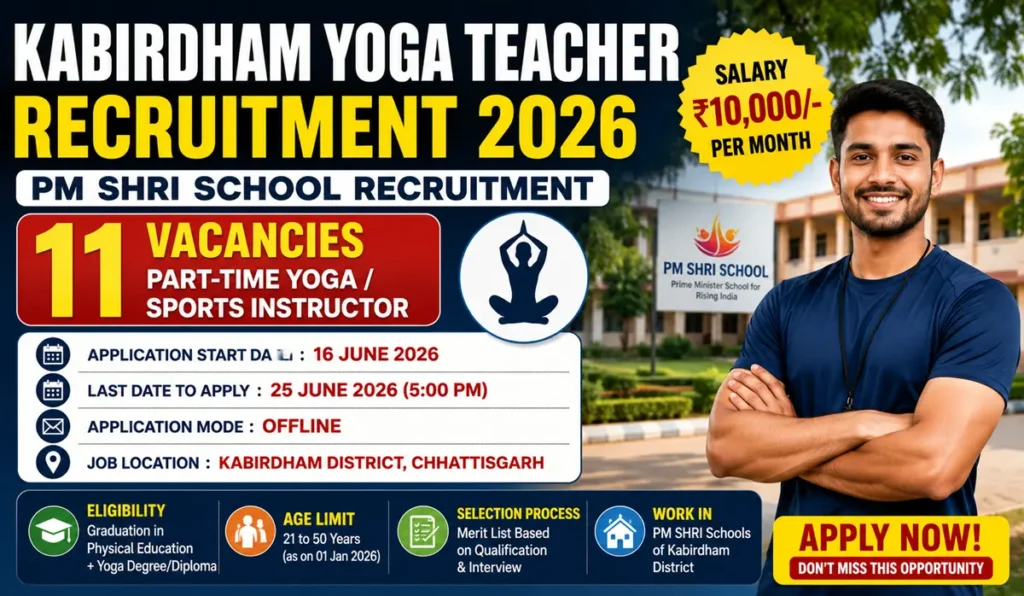 Kabirdham Yoga Teacher Recruitment 2026