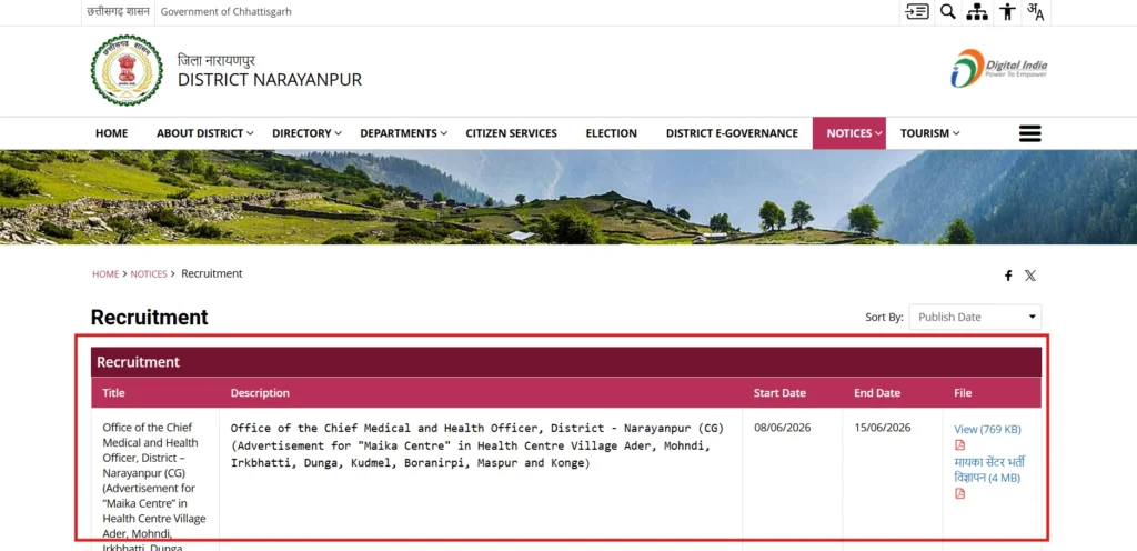 Narayanpur Health Department Recruitment 2026