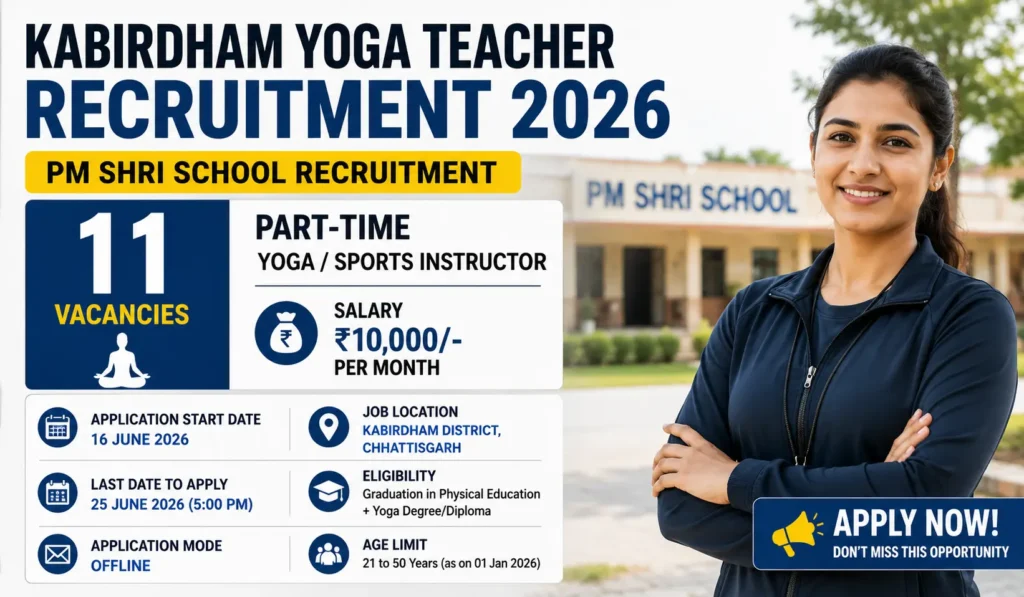 Kabirdham Yoga Teacher Recruitment 2026
